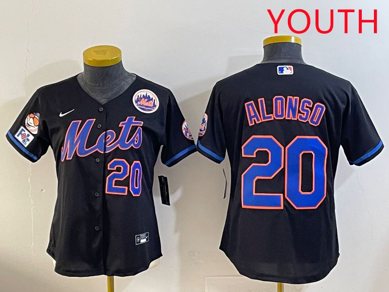 Youth 2025 New York Mets #20 Alonso Black Game Nike MLB Jersey style 13->youth mlb jersey->Youth Jersey